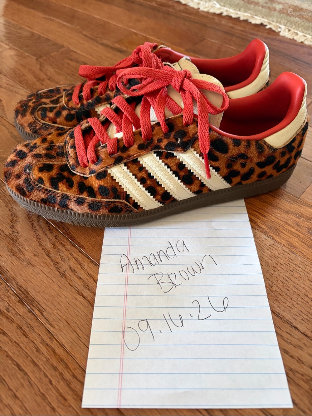 Women’s size 8 rare leopard Adidas sambas
